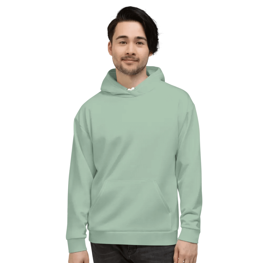 Plain Light Sage Green Soft Summer Unisex Recycled Polyester Heavyweight Premium Hoodie by Treasure Pie product image (3)