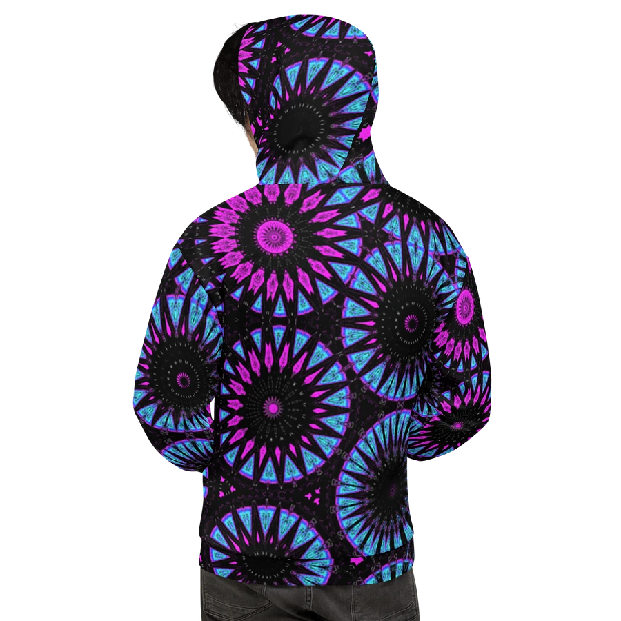 Abstract Circular Shapes in Turquoise, Black and Pink Unisex All Over Print Hoodie product image (10)