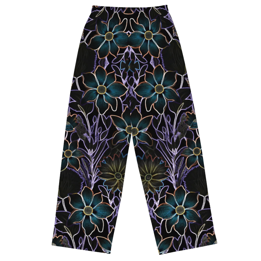 Trippy Dark Florals/All-Over Print Unisex Wide-Leg Pants by Sublicolor product image (3)