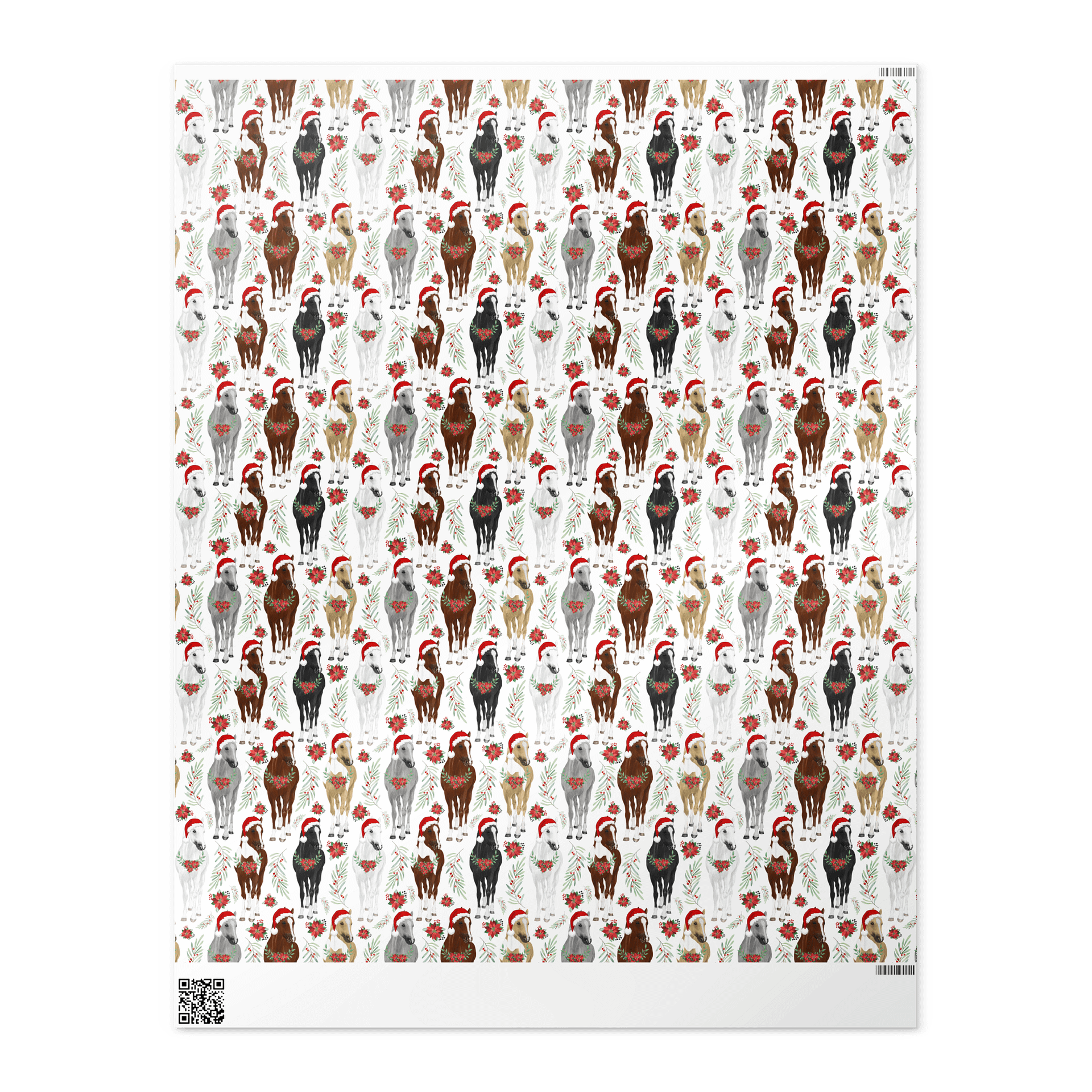 Horses in Santa Hats Christmas Gift Wrapping Paper product image (4)