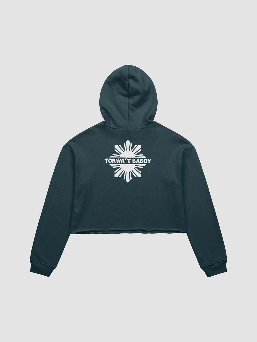 Tokwa't Baboy Obsession: Fleece Crop Hoodie, Dark Tones, White Logo product image (8)