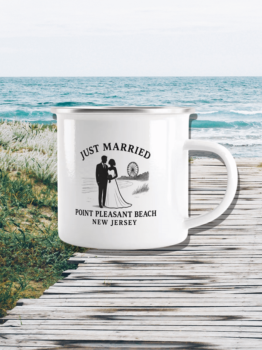 Point Pleasant Beach NJ "Just Married" Enamel Wedding Mug product image (6)