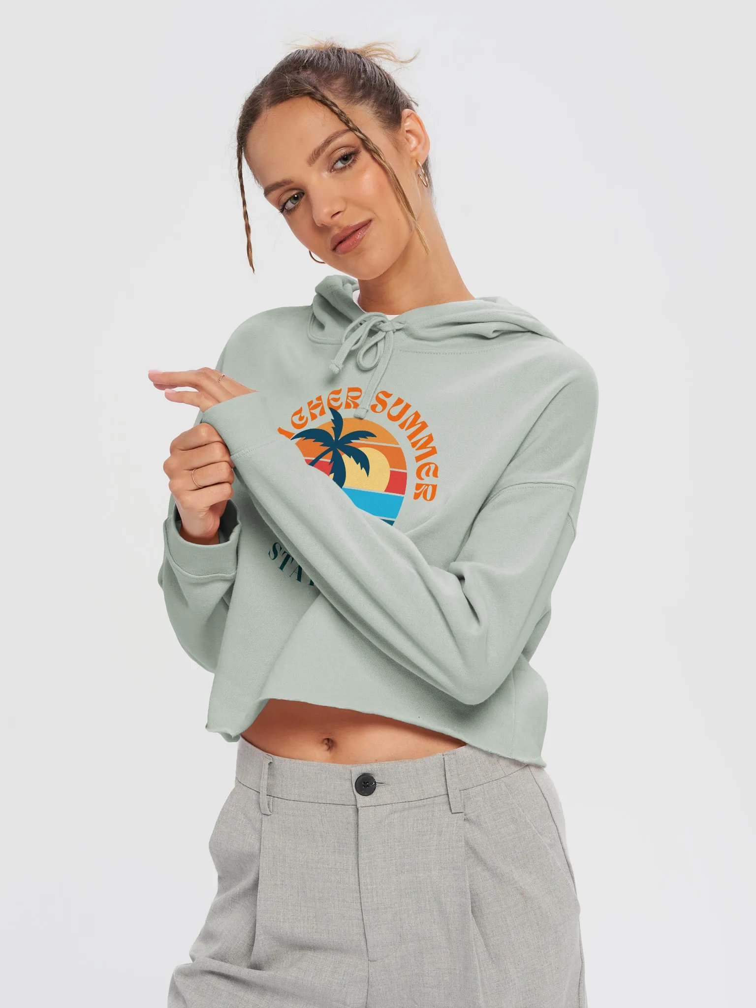 'Teacher Summer' Crop Hoodie product image (2)