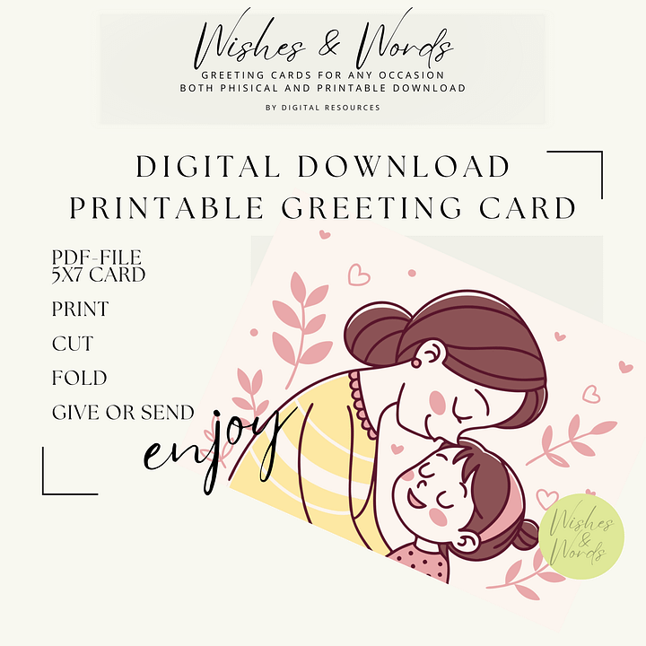 Printable Heartfelt Mothersday Greeting Card - Digital Download product image (1)