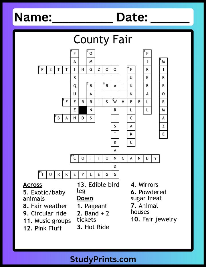 County Fair Crossword Puzzle product image (2)