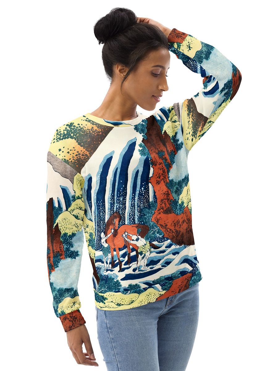 Yoshitsune Horse-Washing Falls All-Over Print Recycled Unisex Sweatshirt product image (11)