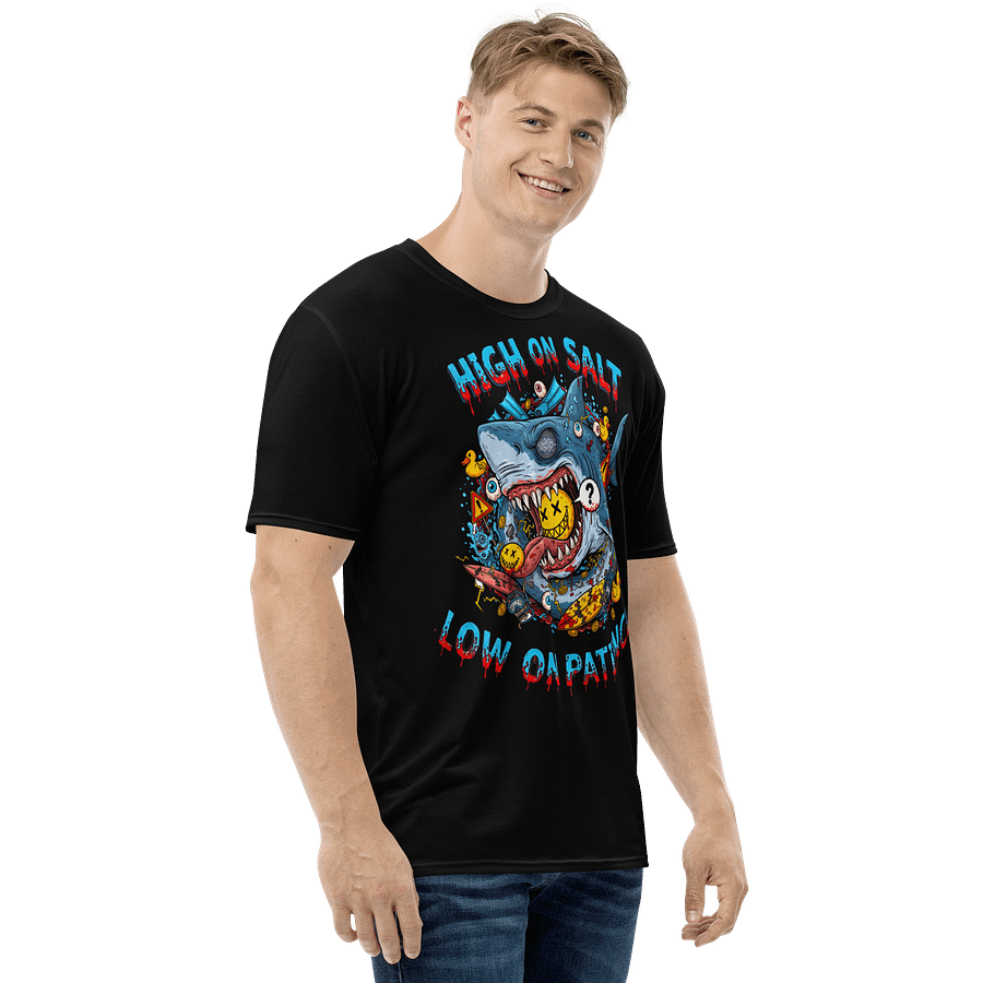 High On Salt, Low On Patience – Psycho Cartoon Shark T-Shirt product image (4)