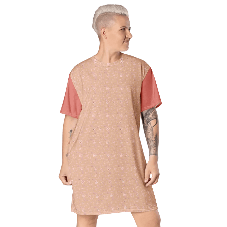Cherry Blossoms on Cream T-Shirt Dress product image (7)