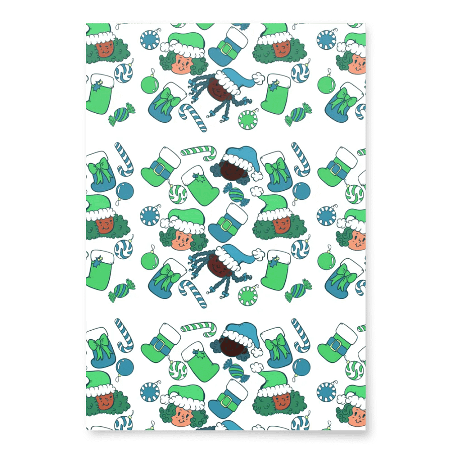 Black Girl Christmas Wrapping Paper 3 Sheets Size: 28.75″ × 19.75″ product image (6)