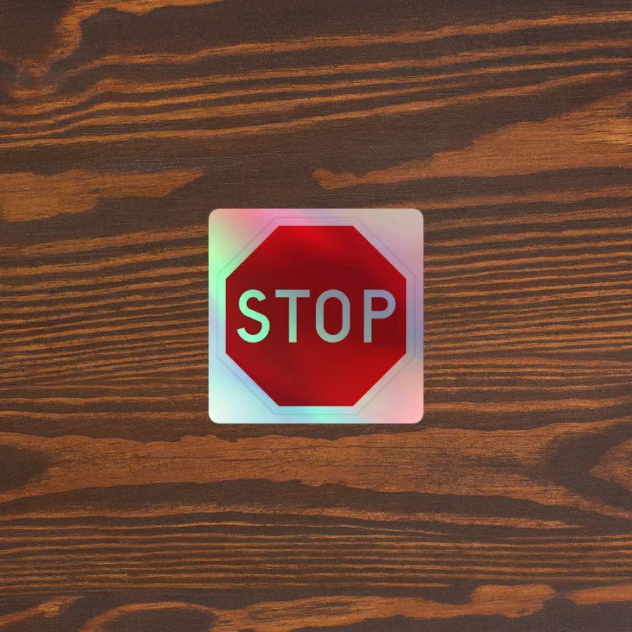 "STOP" Holographic Stop Sign Sticker product image (3)