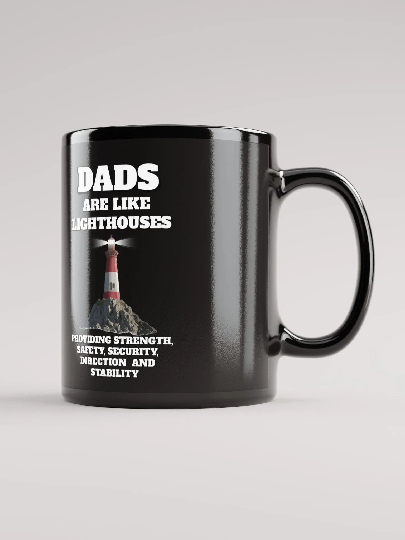 Dads Are Like Lighthouses Inspirational Black Mug product image (1)