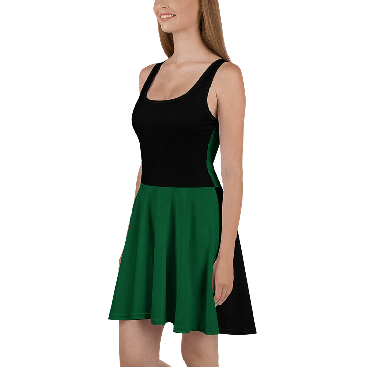 Midnight Veil Designs Half Black Half Green Fantasy Skater Dress - XS to 3XL product image (1)