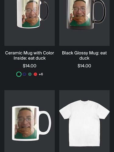 Check out my eat duck mug . It’s very cool very swag I like it . Buy it now . Thanks very much friends https://jamescagewhite...