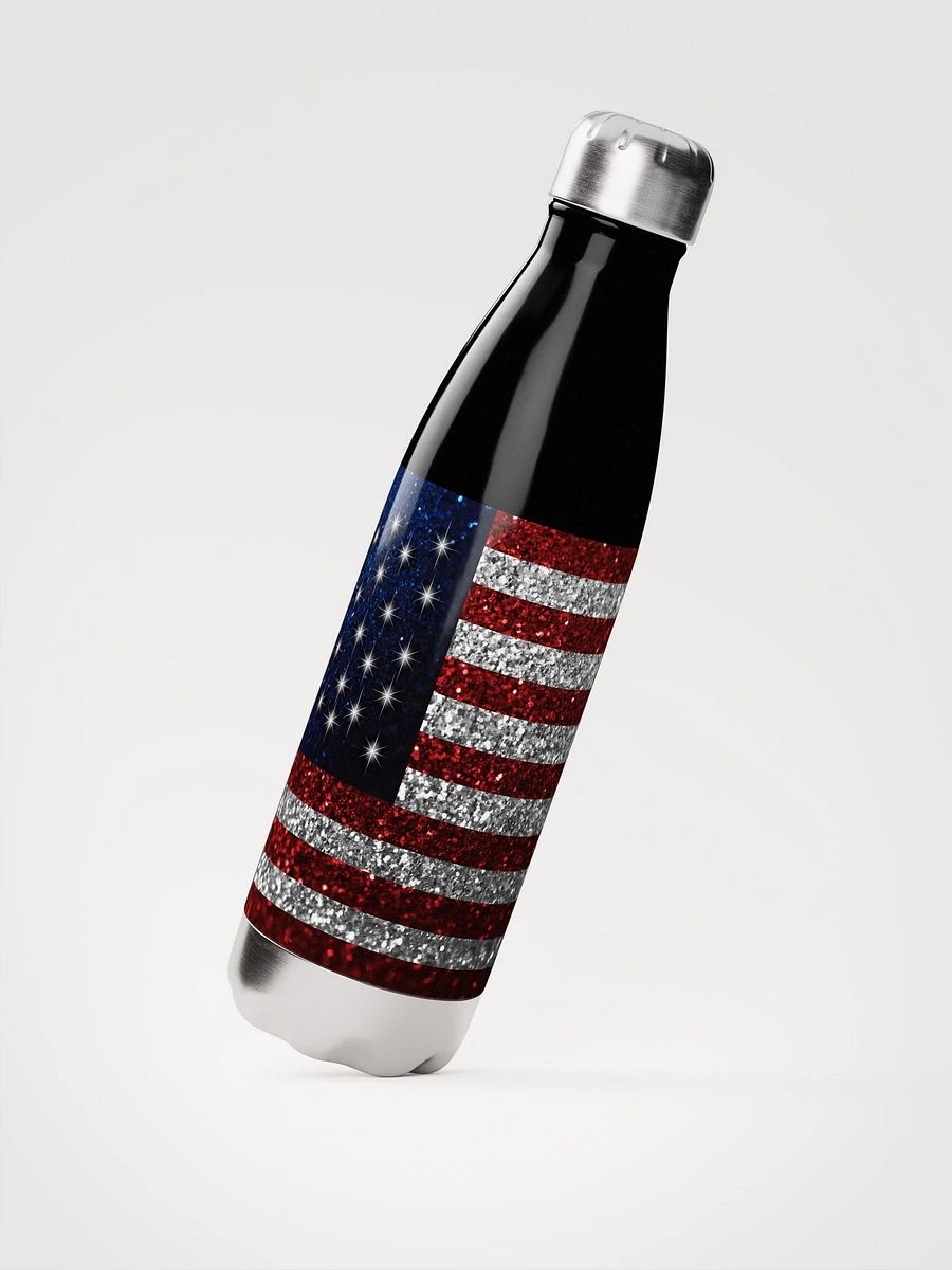 American Flag in Glitter Graphic Stainless Steel Waterbottle product image (2)