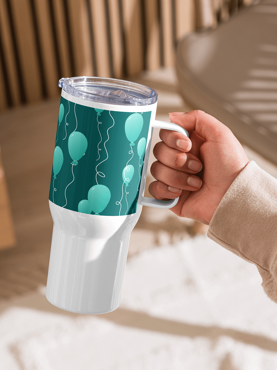 Party Time! Teal Balloon Stainless Steel Travel Mug with Handle product image (11)