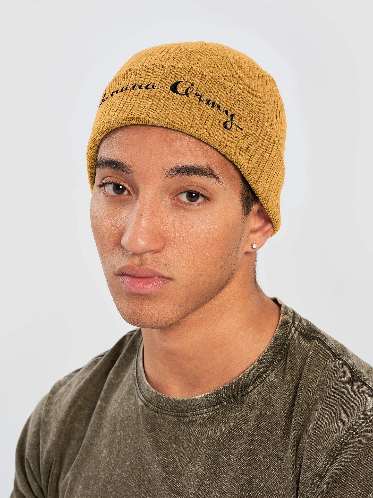 Yellow Banana Army Ribbed Beanie product image (3)