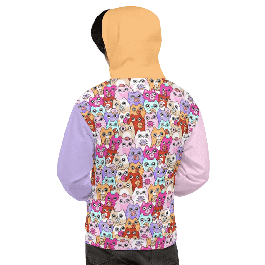 Colorful Doughnut Loving Cat Faces All-Over Print Hoodie product image (10)