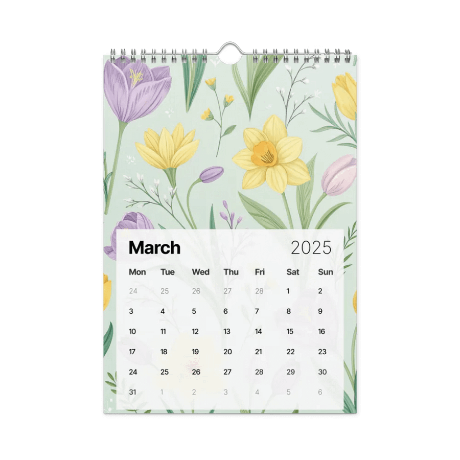 SEAMLESS FLORAL PATTERN WALL CALENDAR 2025 product image (9)