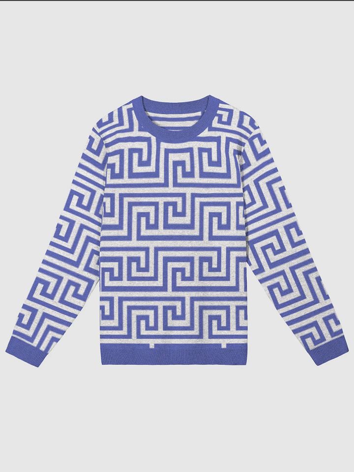 Blue Greek Key Knitted Classic Sweater product image (1)
