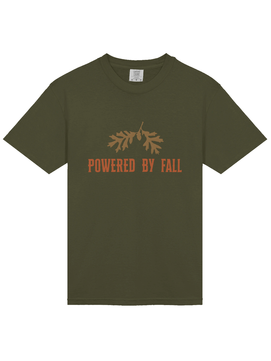 Powered by Fall T-Shirt – Cozy Autumn Graphic Tee for Pumpkin Spice Lovers product image (21)