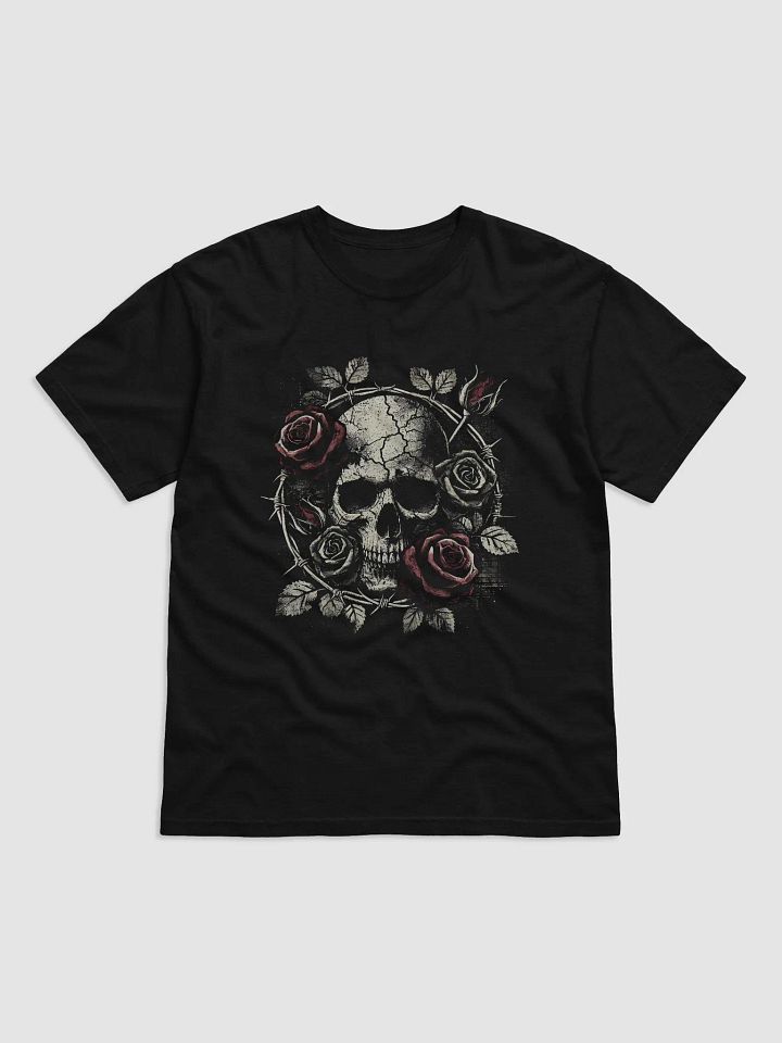Vintage Skull and Roses Tee | Gothic Skull with Thorns | Dark Rose Skull Design product image (1)