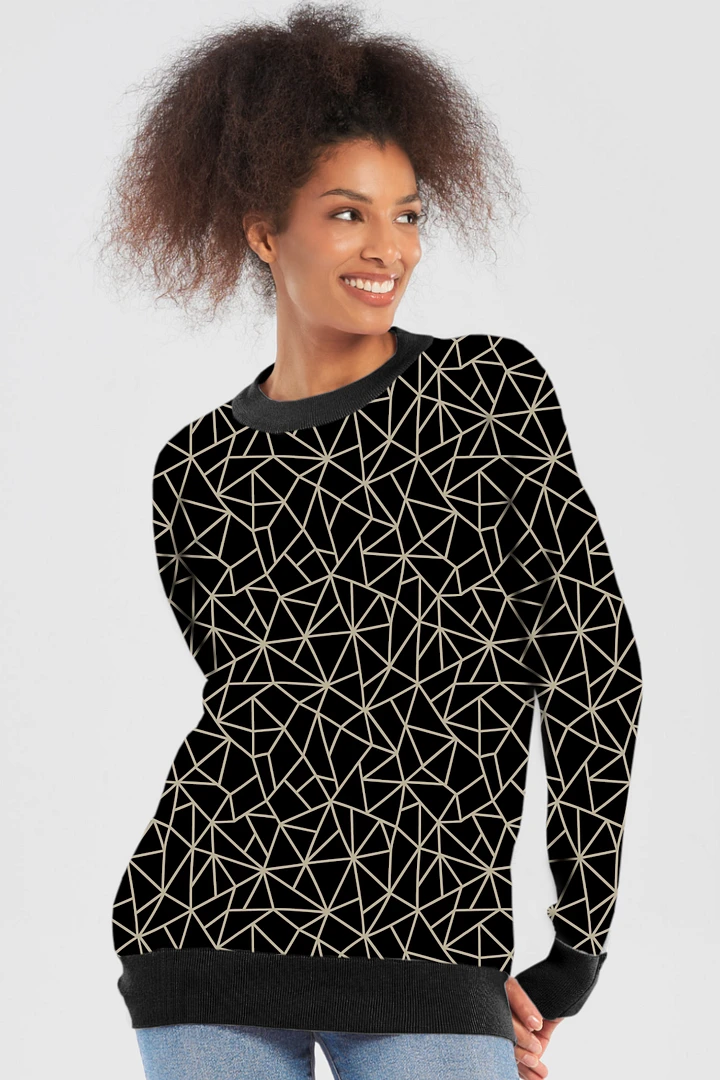 Beige Black Geometric Pattern Sweater product image (9)