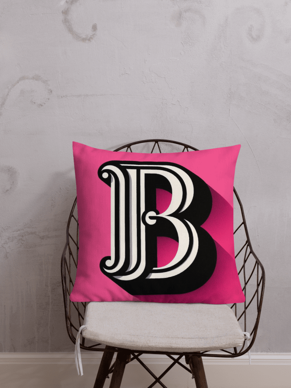 Bold 3D Letter 'B' Decorative Pillow | | AI Design initial B product image (1)