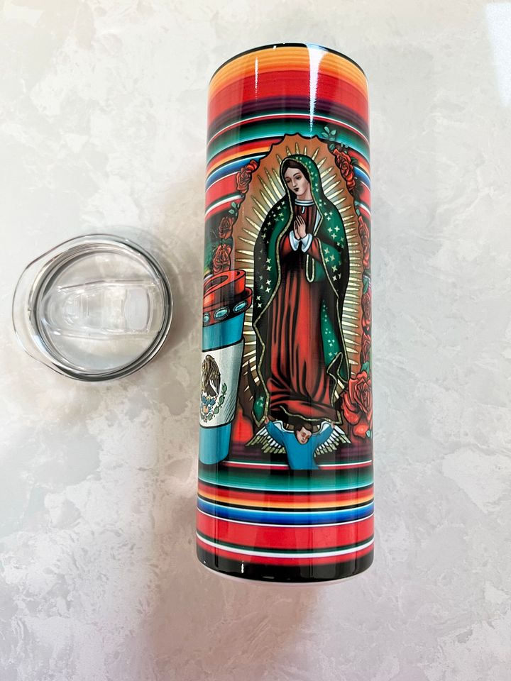 Virgen De Guadaluped Tumbler Cups | 20oz Skinny Tumbler | Personalized Tumbler | Mexican Tumbler with Straw product image (1)