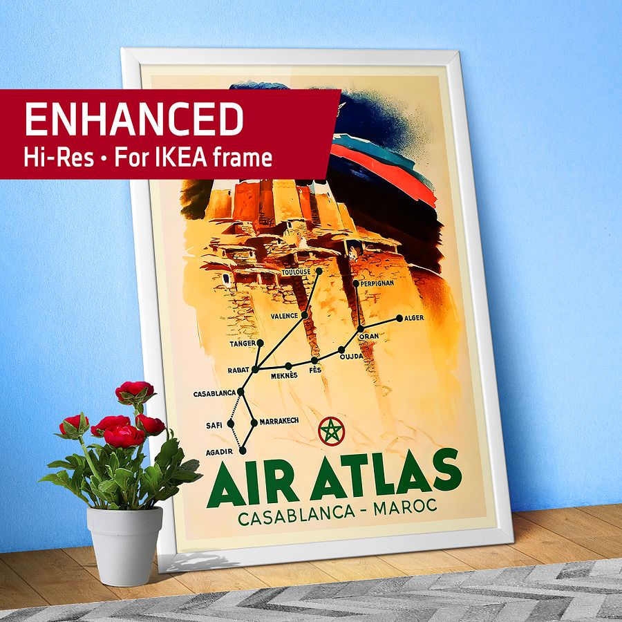 Morocco, Air Atlas, 1950s — retro travel poster, vintage travel print product image (1)