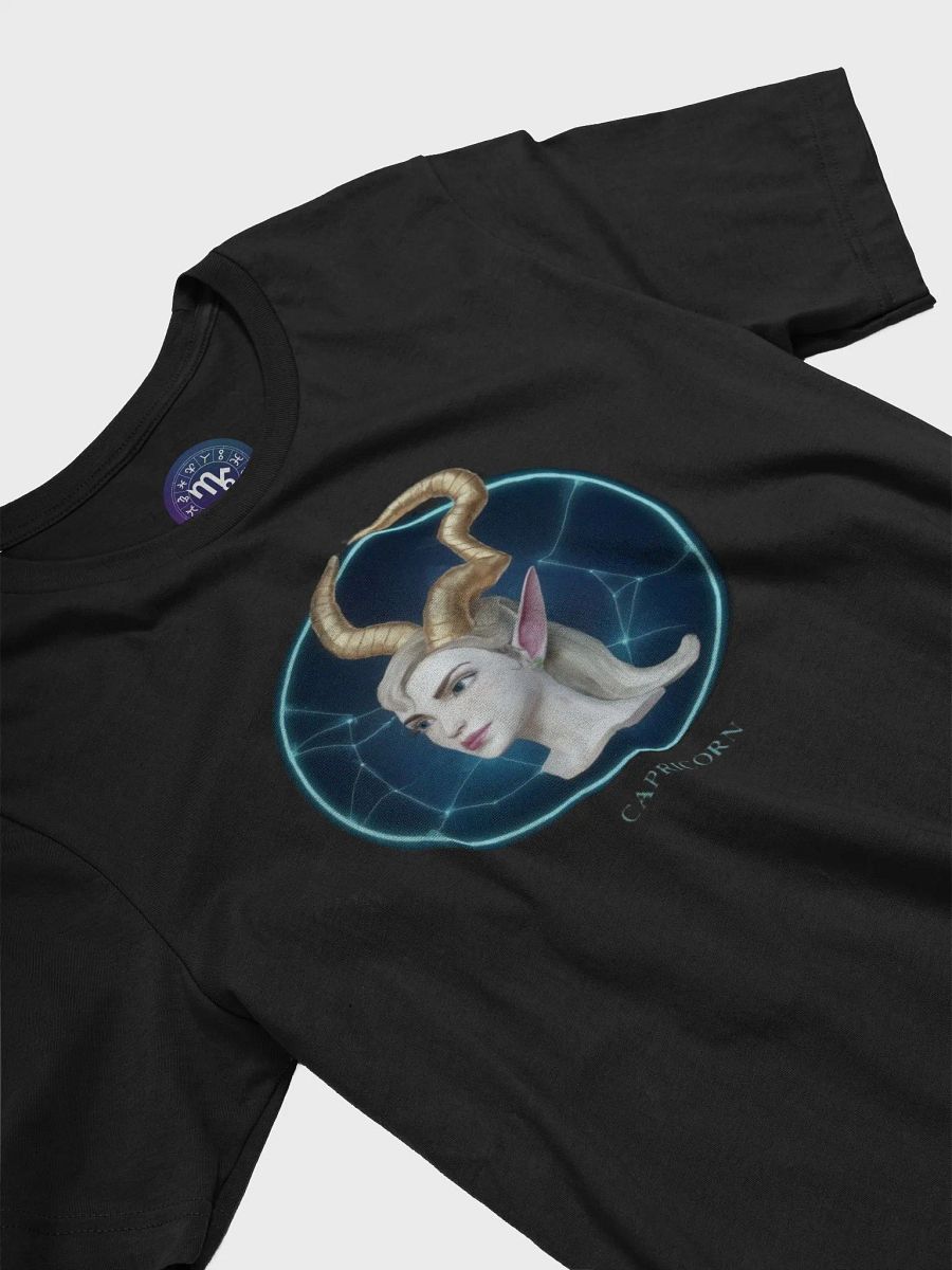 Exclusive Capricorn Zodiac T-Shirt - Unisex Astrology Gift with Ethereal Horned Figure and Cosmic Design product image (5)