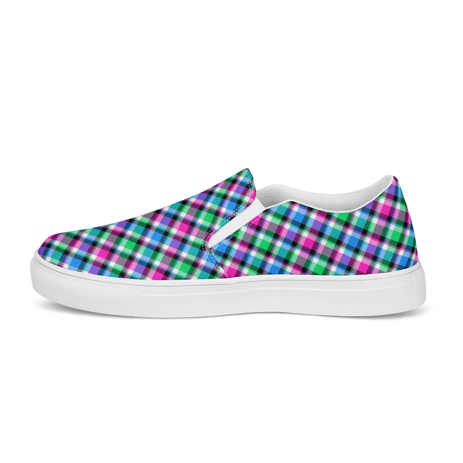 Magenta, Bright Green, and Blue Plaid Women's Slip-On Shoes product image (6)