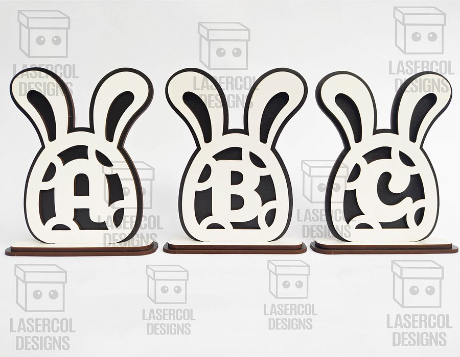 Easter Bunny Monogram Set 4 (3 Sizes) - Laser Cut Files product image (3)