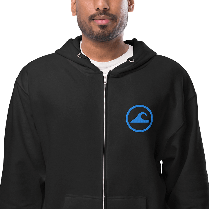 Embroidered Wave Rider Fleece Zip-Up Hoodie (Aqua) product image (1)