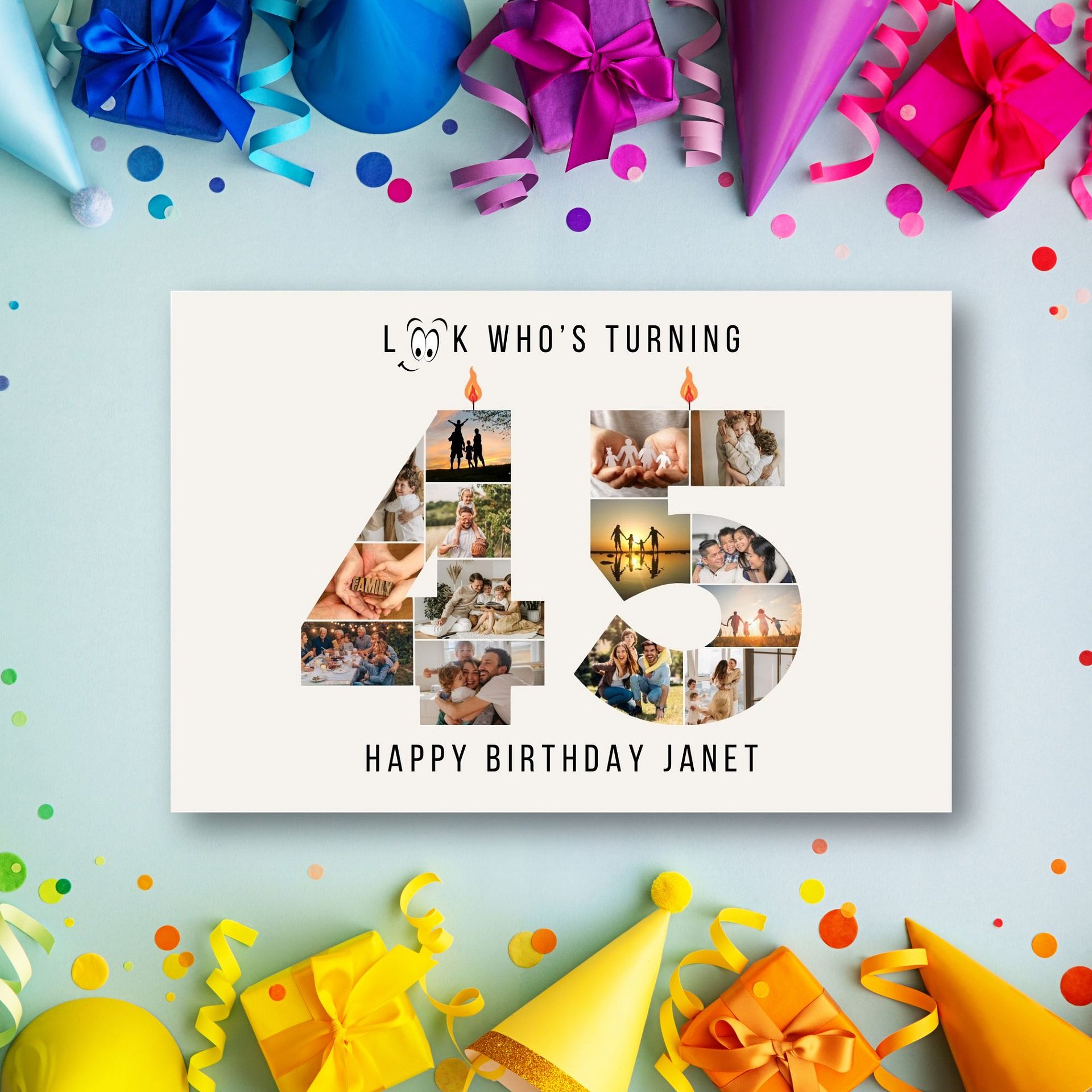 45th Birthday Number Photo Card Canva Template product image (3)