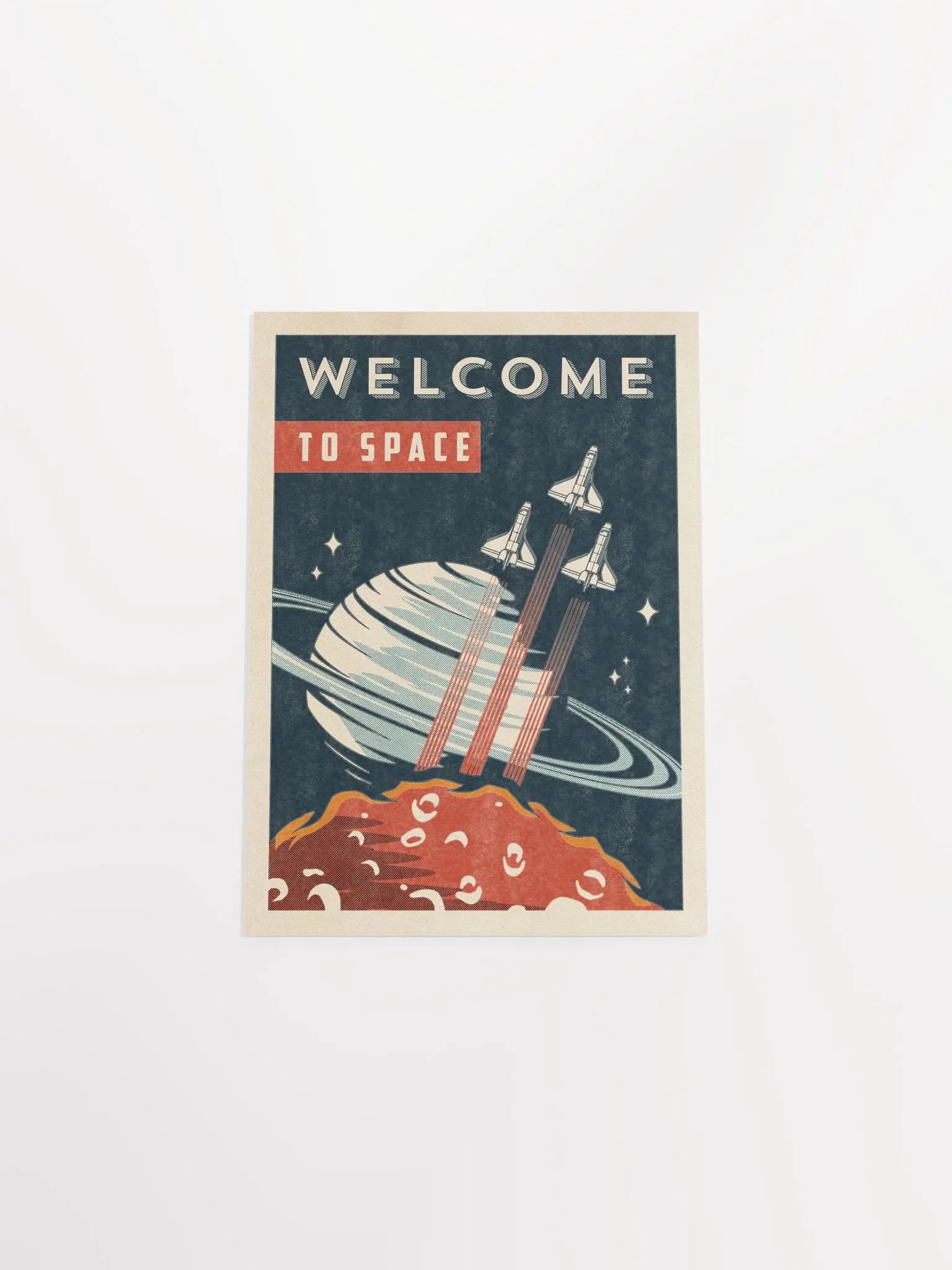 Welcome to Space — Vintage space poster, retro space art, propaganda poster, retrofuturism art, retro sci-fi print product image (9)