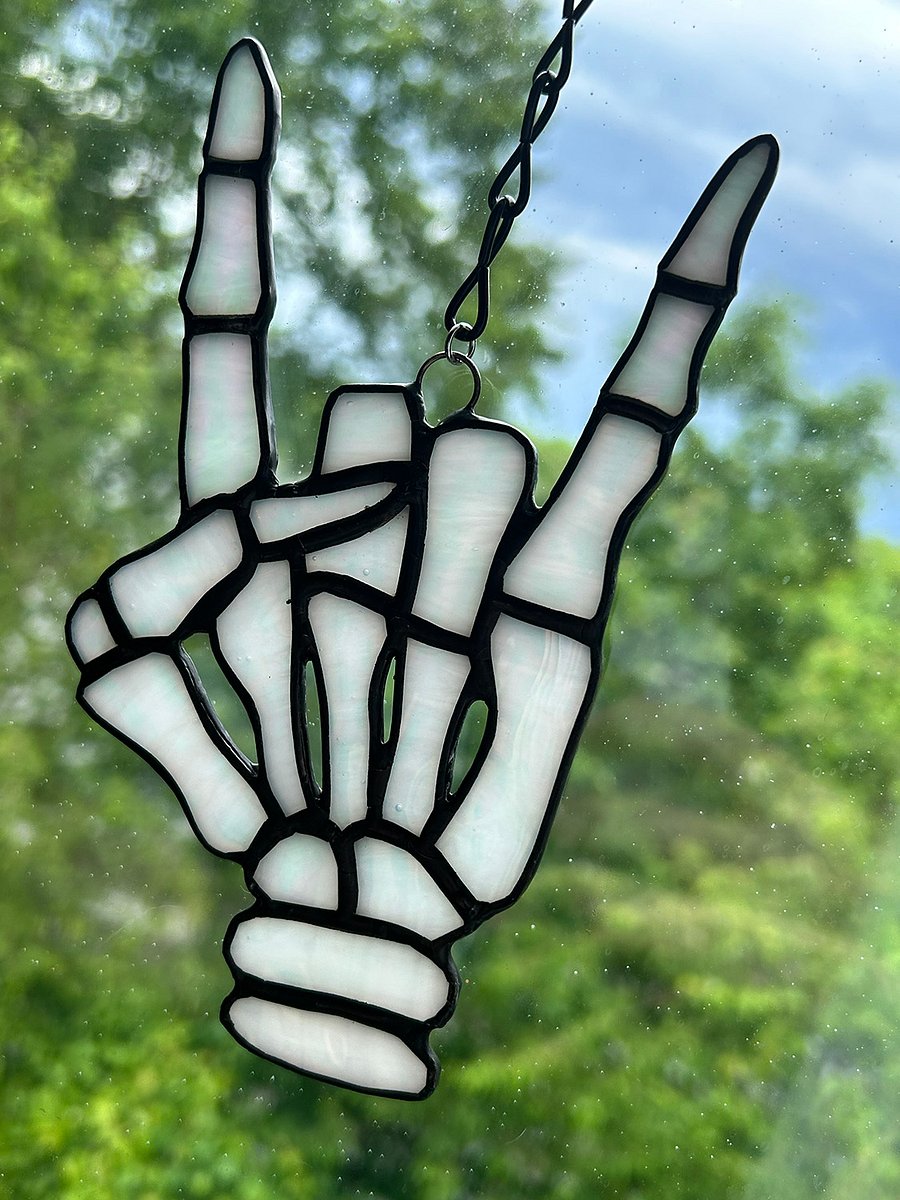 Skeleton Rock Stained Glass Suncatcher product image (3)