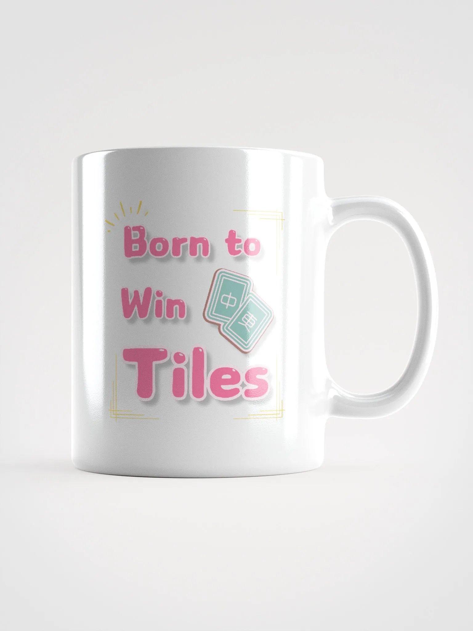 Funny mahjong_born to win tiles white coffee mug product image (1)
