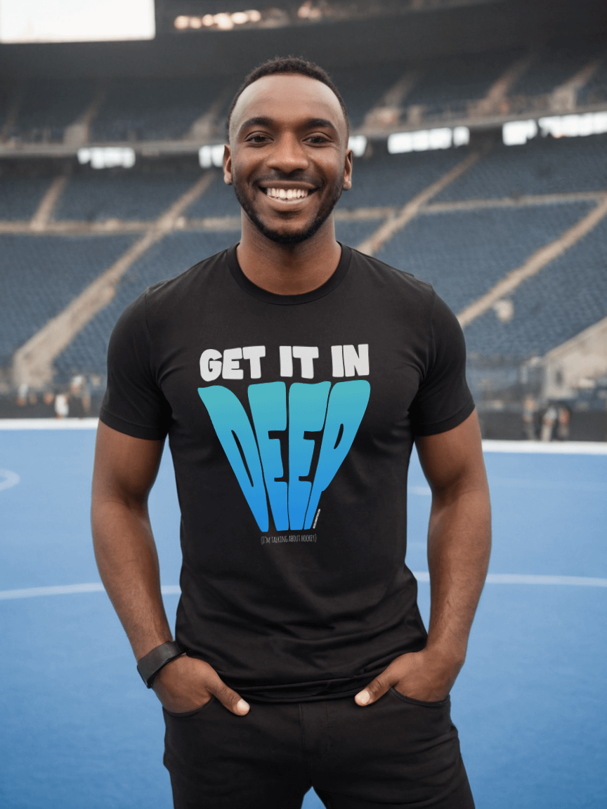 Funny Hockey T-Shirt - Get it in Deep - Beer League Hockey Shirt for Men - Gift for Coachable Hockey Players product image (1)