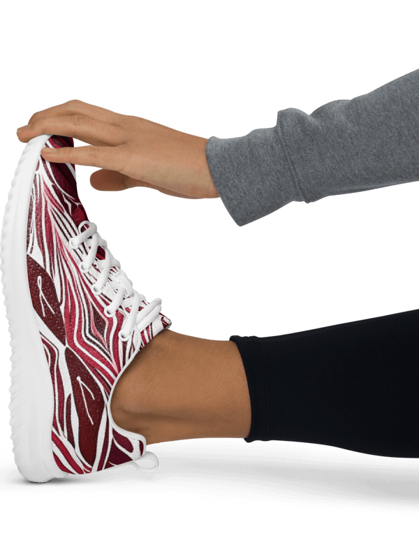 Women's Burgundy & White Abstract Art Painted Athletic Kicks product image (1)