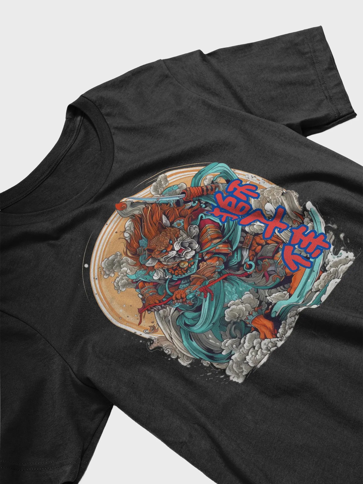 Fierce Samurai Lion T-Shirt, Unique Japanese Art Tee, Bold Graphic Shirt, Cool Animal Warrior Top, Men's Women's Fashion Classic Tee product image (5)