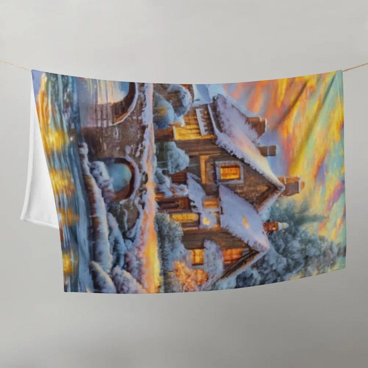 Winter Cottage Throw Blanket product image (1)