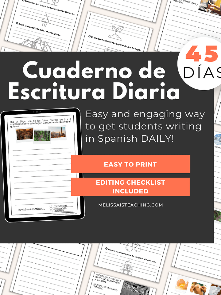 Daily Spanish Writing Warm-Up Journal Revisión, Escritura Diaria FULL YEAR product image (2)