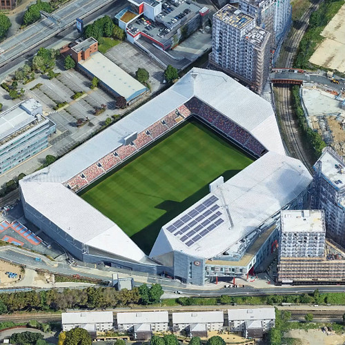 The Newest Stadium in the English Premier League 
#groundhopping #premierleague #brentfordfc #london #gtechcommunitystadium #...