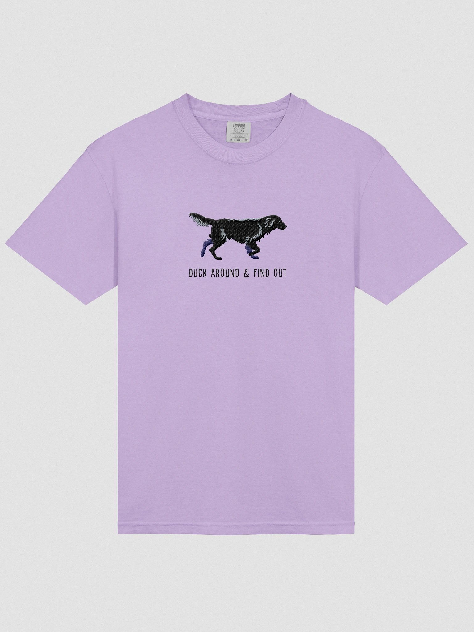 Duck Around and Find Out T-Shirt(Embroidered) of a Flat-Coated Retriever(Black) product image (6)