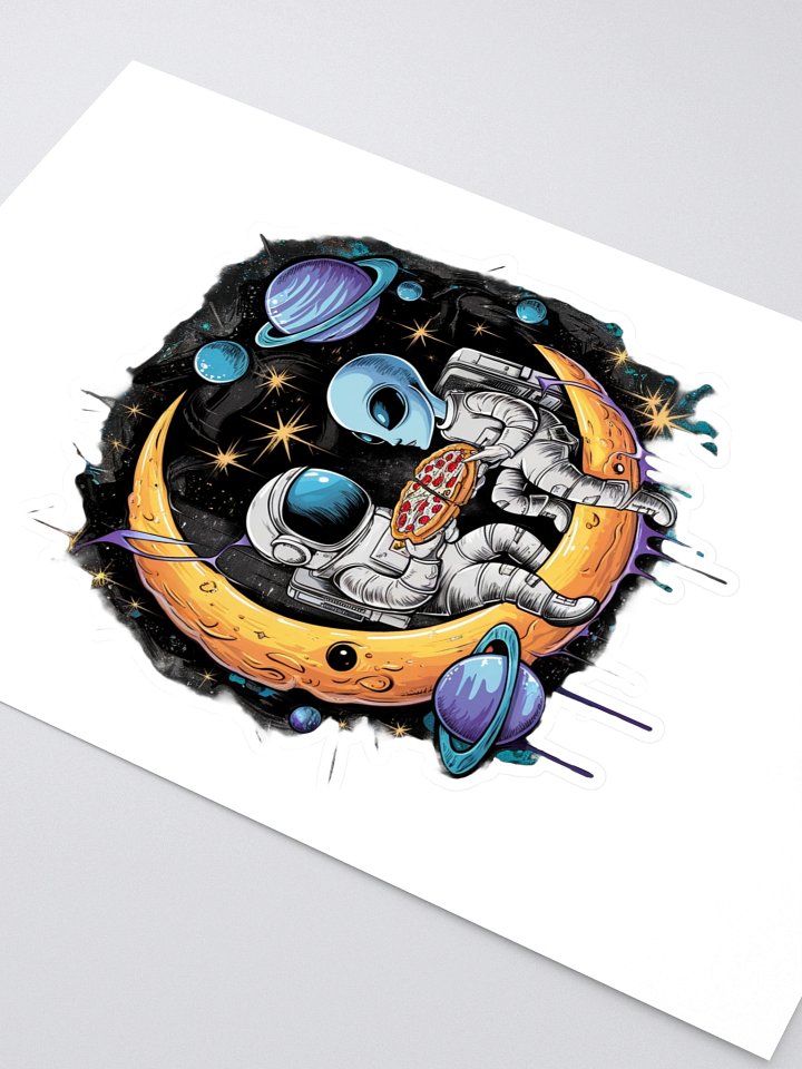 Space Pizza Party: Astronaut and Alien Enjoy a Slice on the Moon for Sci-Fi Lovers T-Shirt Hodies mens womens fit many item,color,size product image (2)