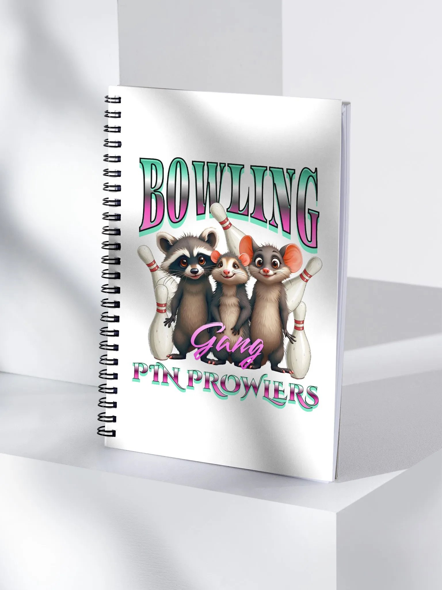 Bowling Gang Pin Prowlers Raccoon Spiral Notebook product image (1)