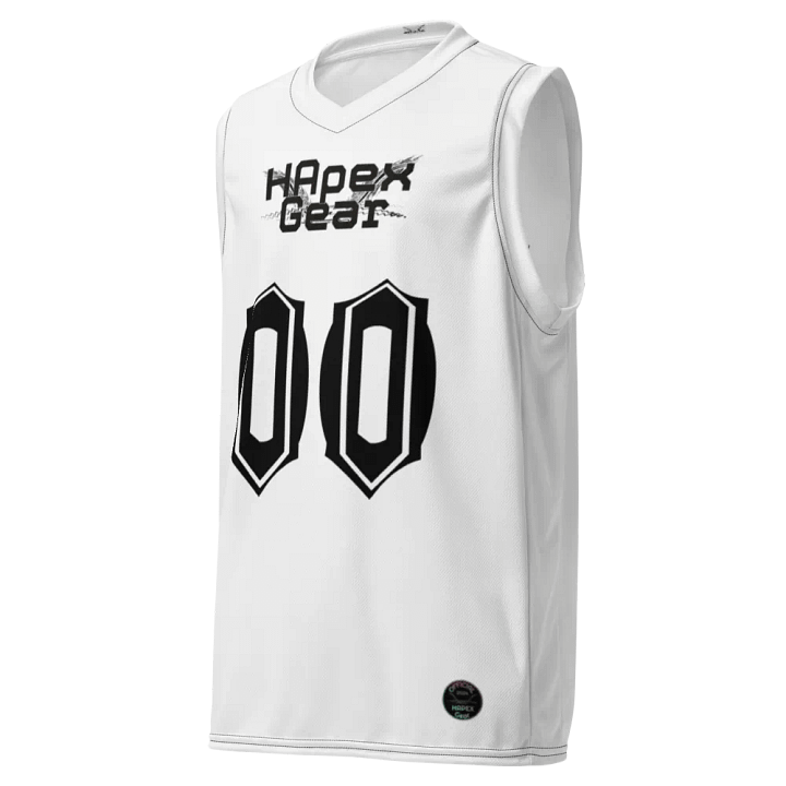 Kaidoom Dev - White - Recycled Unisex Basketball Jersey - Black HApex Gear Black Logo product image (1)