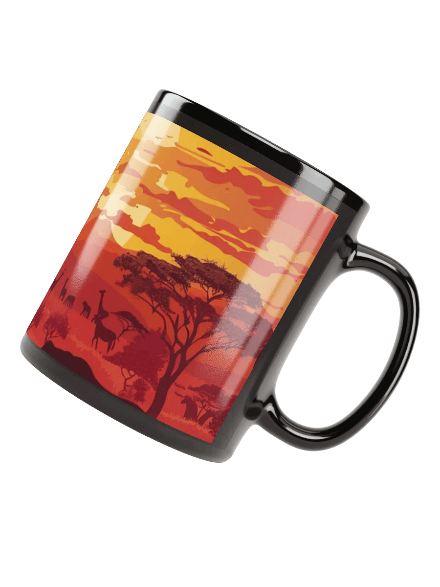 African Sunset Black Glossy Ceramic Mug by Treasure Pie product image (8)