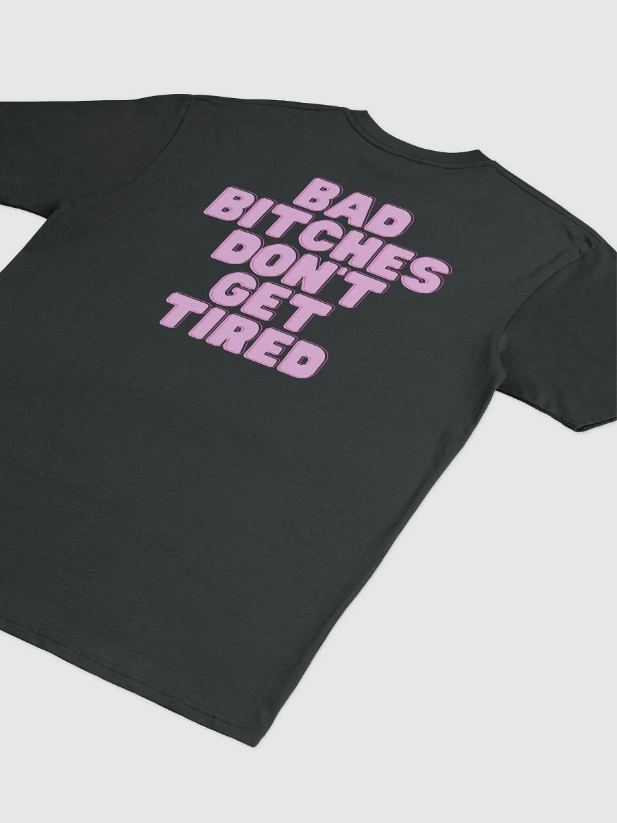 UNISEX HOT BOX FAM BAD BITCHES DON'T GET TIRED PINK HONEY COMB LOGO GREY TEE product image (4)
