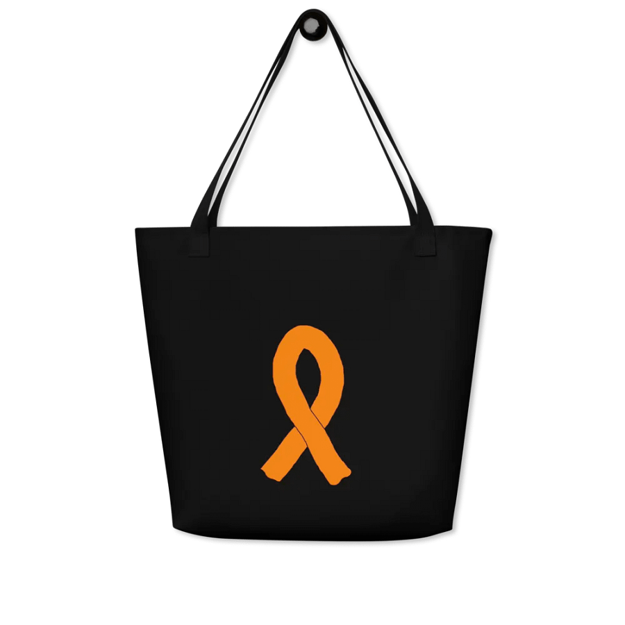 White HApex Gear White Logo Cancer Awareness Orange Ribbon. Black Large Tote Bag w/ Pocket product image (4)